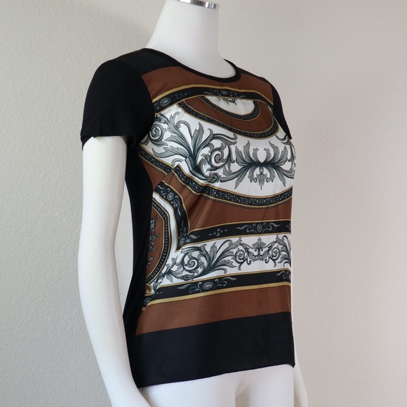 Short sleeve top w/silk front & black tee back - Picture 6 of 11